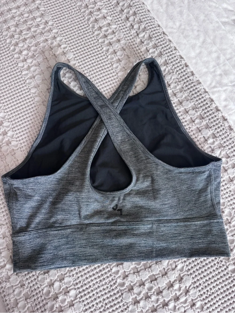 JoyLab High Neck Charcoal Gray Sports Bra with Crossback Straps